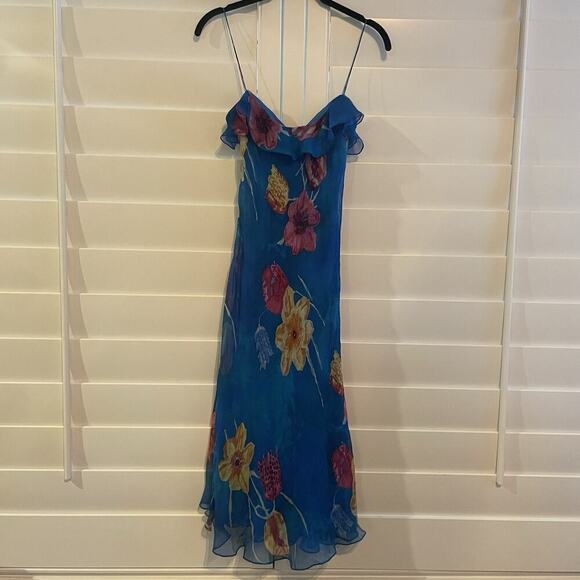 Ralph Lauren Collection Purple Label Floral 90s Silk Slip Dress Midi Sleeveless - Picture 10 of 15